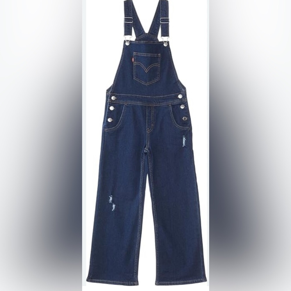 LEVI’S Baggy Overalls Jumpsuit Big Kids Girls Denim Capris Jeans Size 12